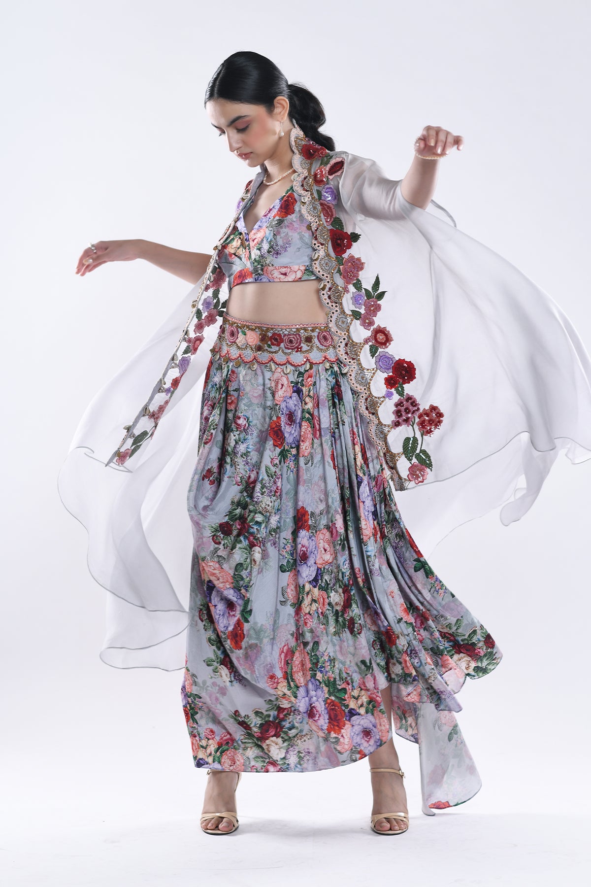 Draped Skirt And Cape Set
