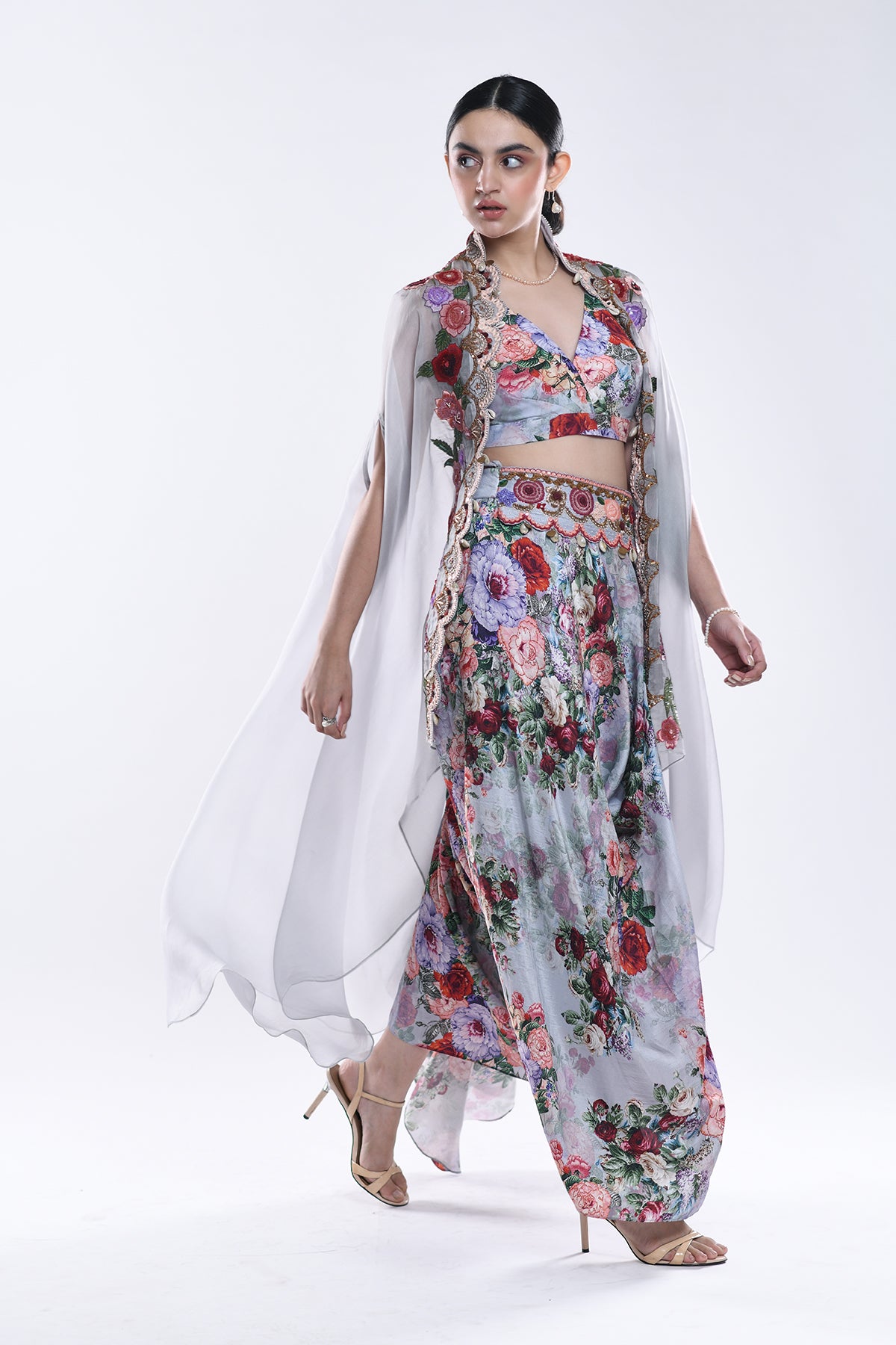 Draped Skirt And Cape Set