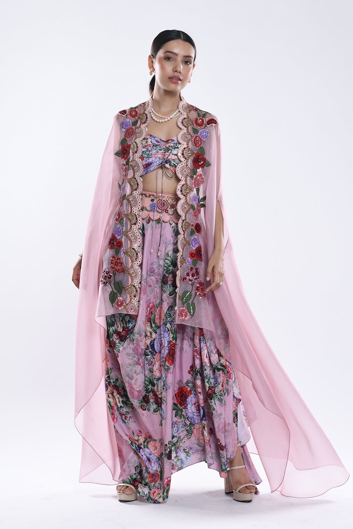 Draped Skirt And Cape Set
