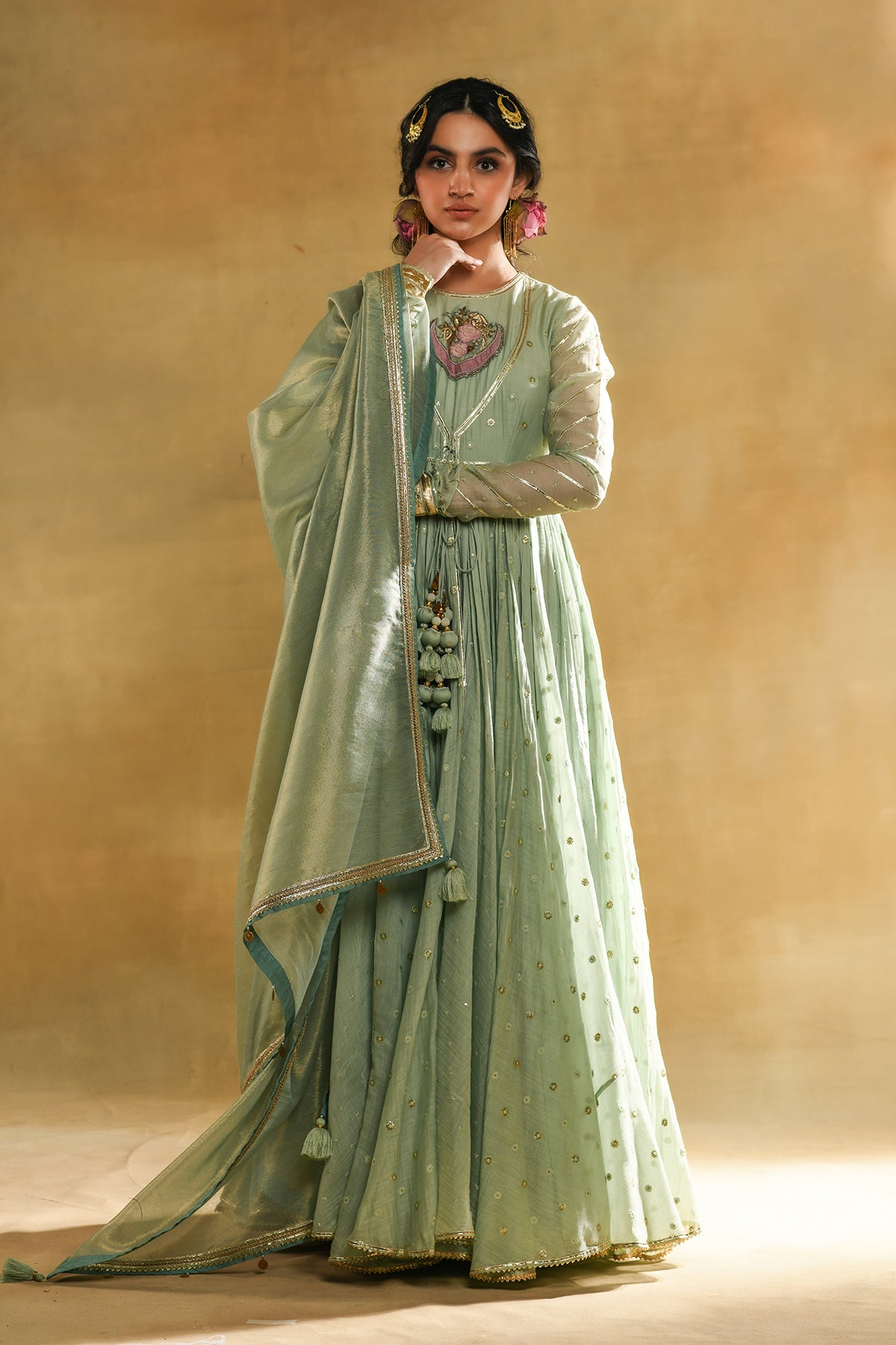 Parrot Boota Anarkali Set