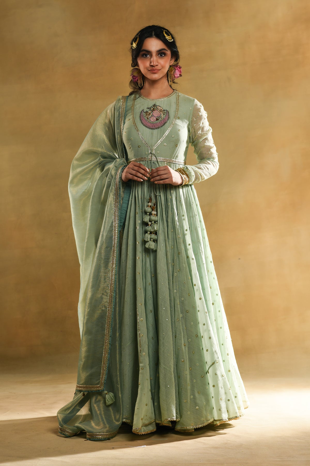 Parrot Boota Anarkali Set