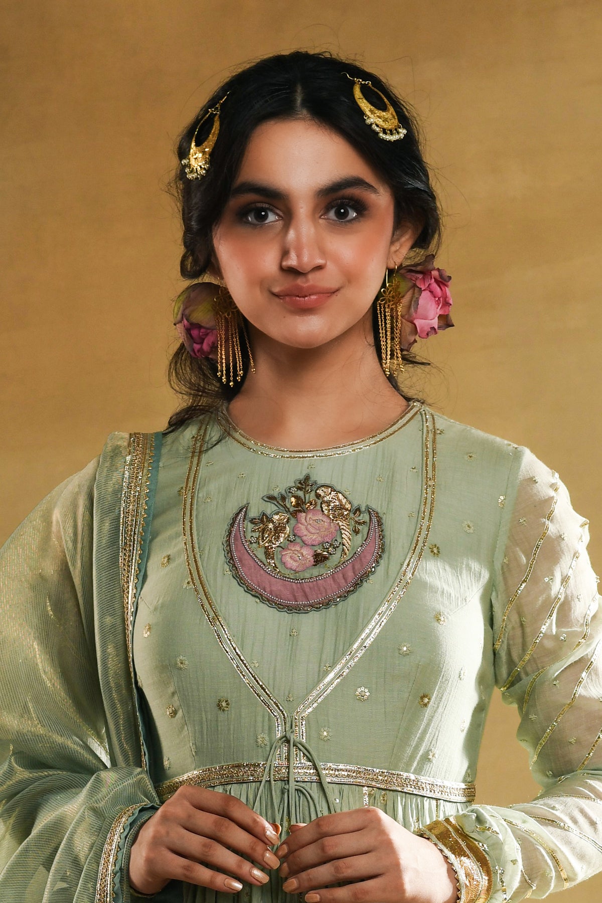 Parrot Boota Anarkali Set