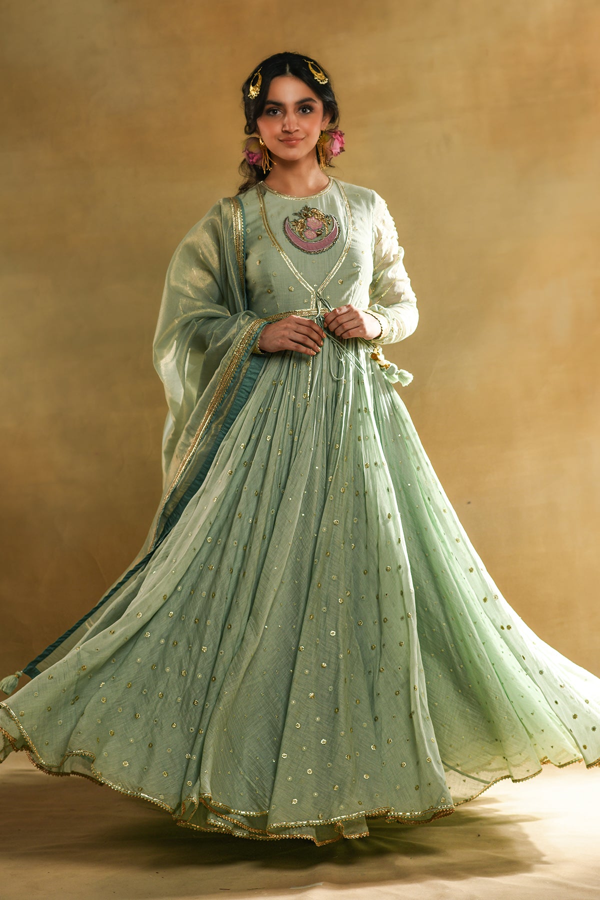 Parrot Boota Anarkali Set