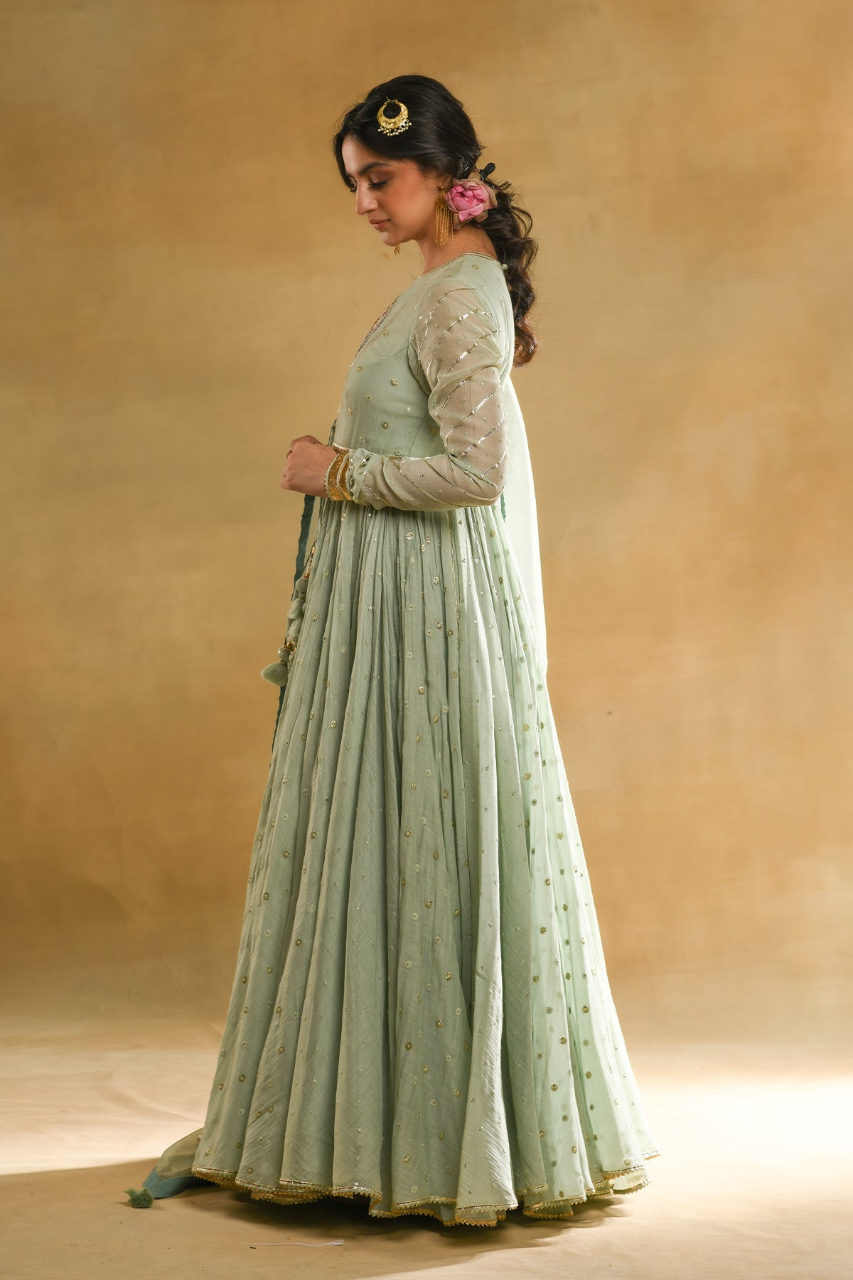 Parrot Boota Anarkali Set