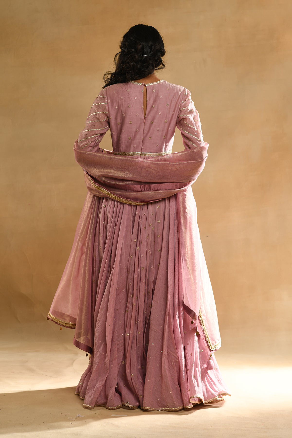 Pink Parrot Boota Anarkali Set