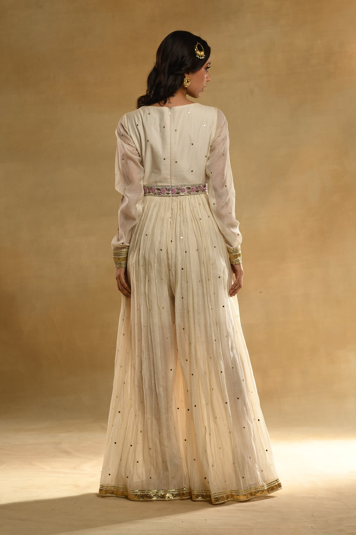 Ivory Floral Angrakha Jumpsuit