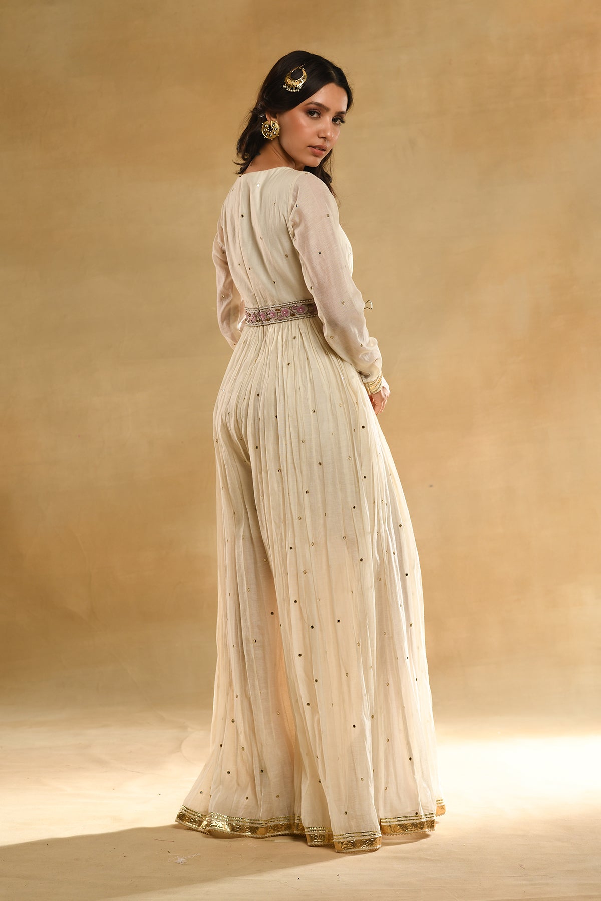 Ivory Floral Angrakha Jumpsuit