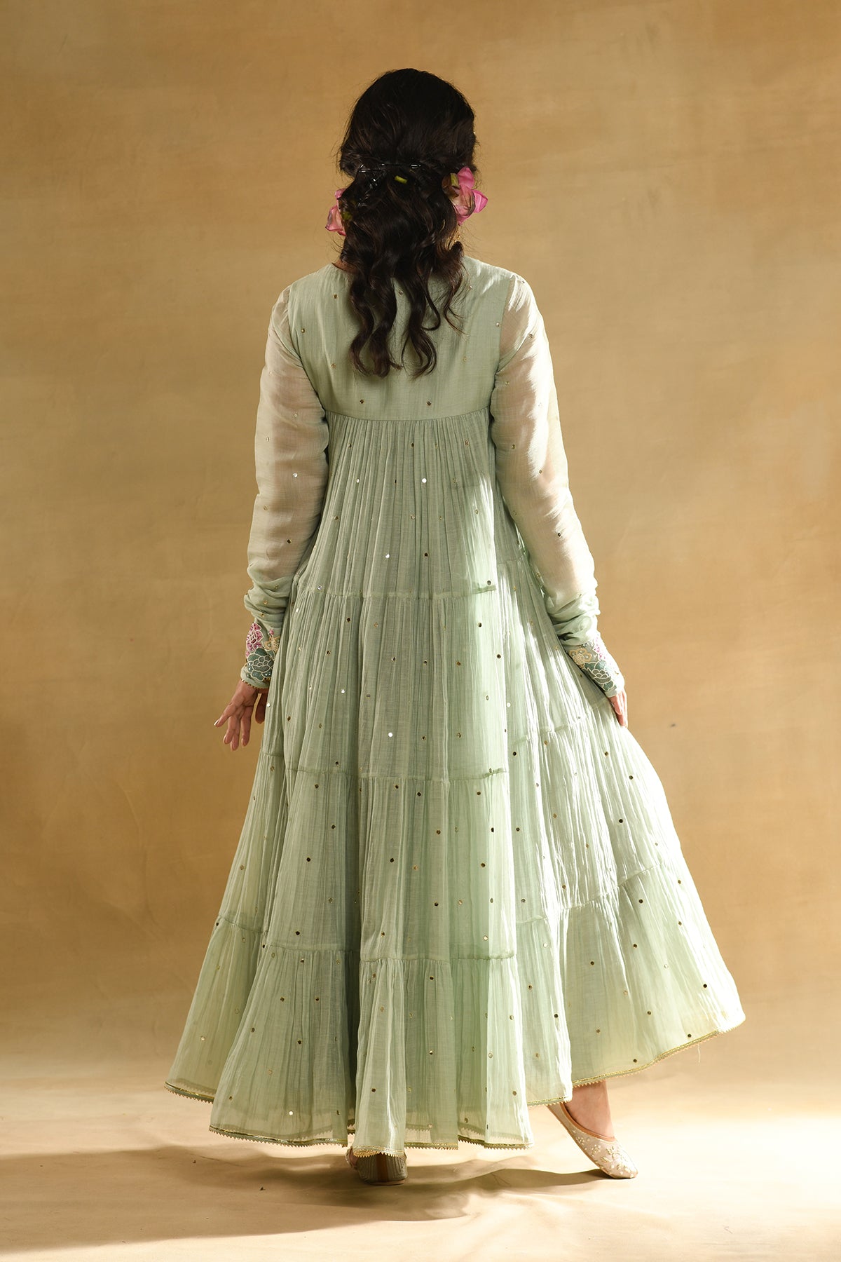 Teal Rose Gathered Dress