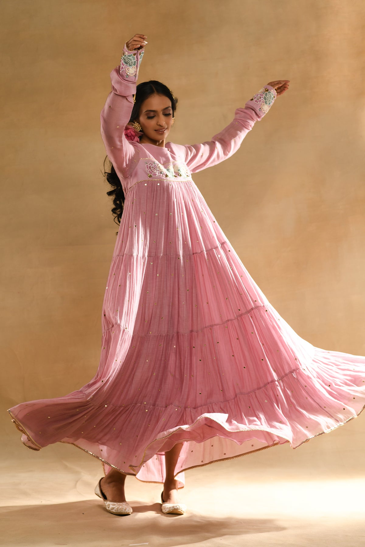 Pink Rose Gathered Dress