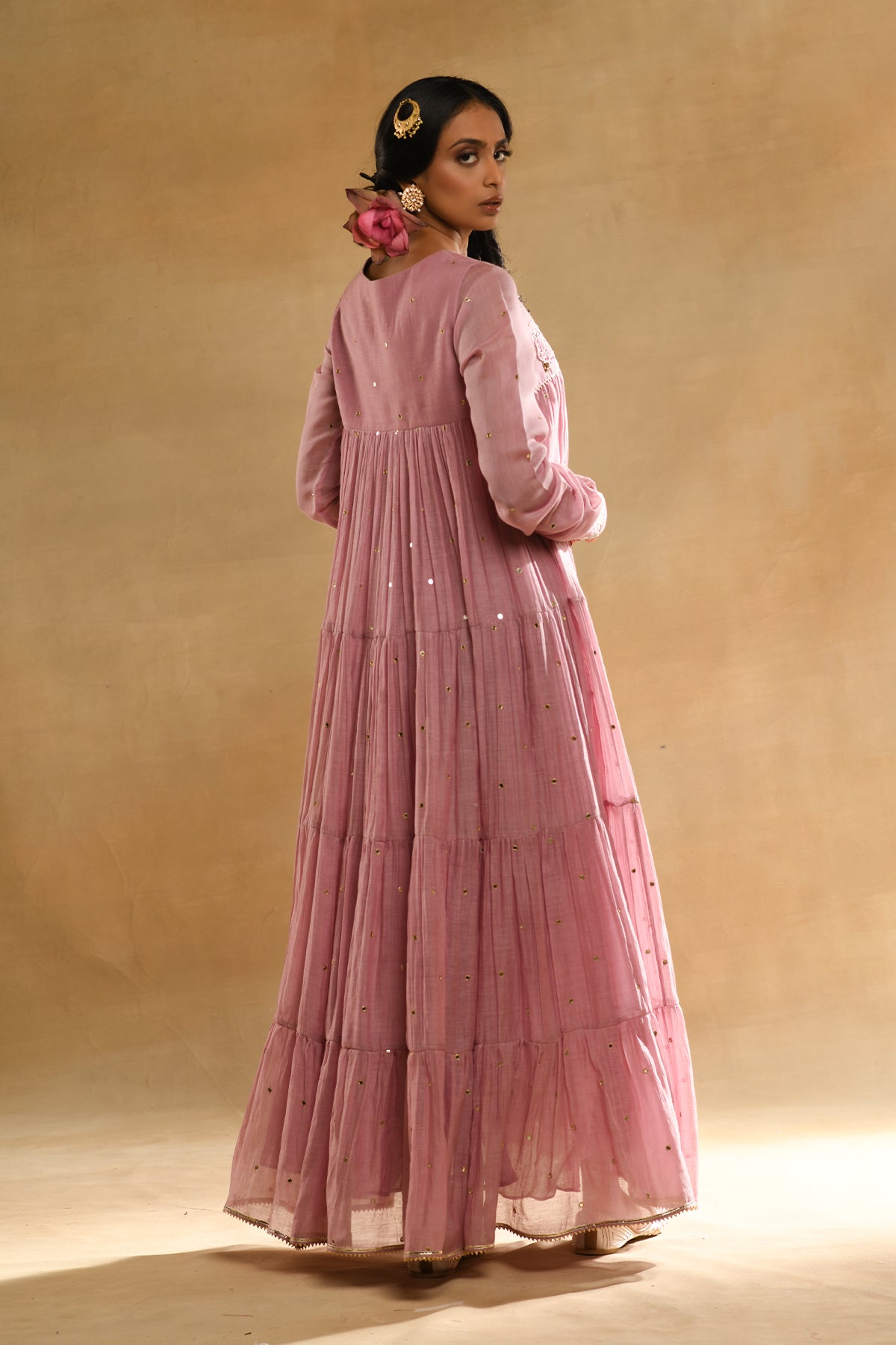 Pink Rose Gathered Dress