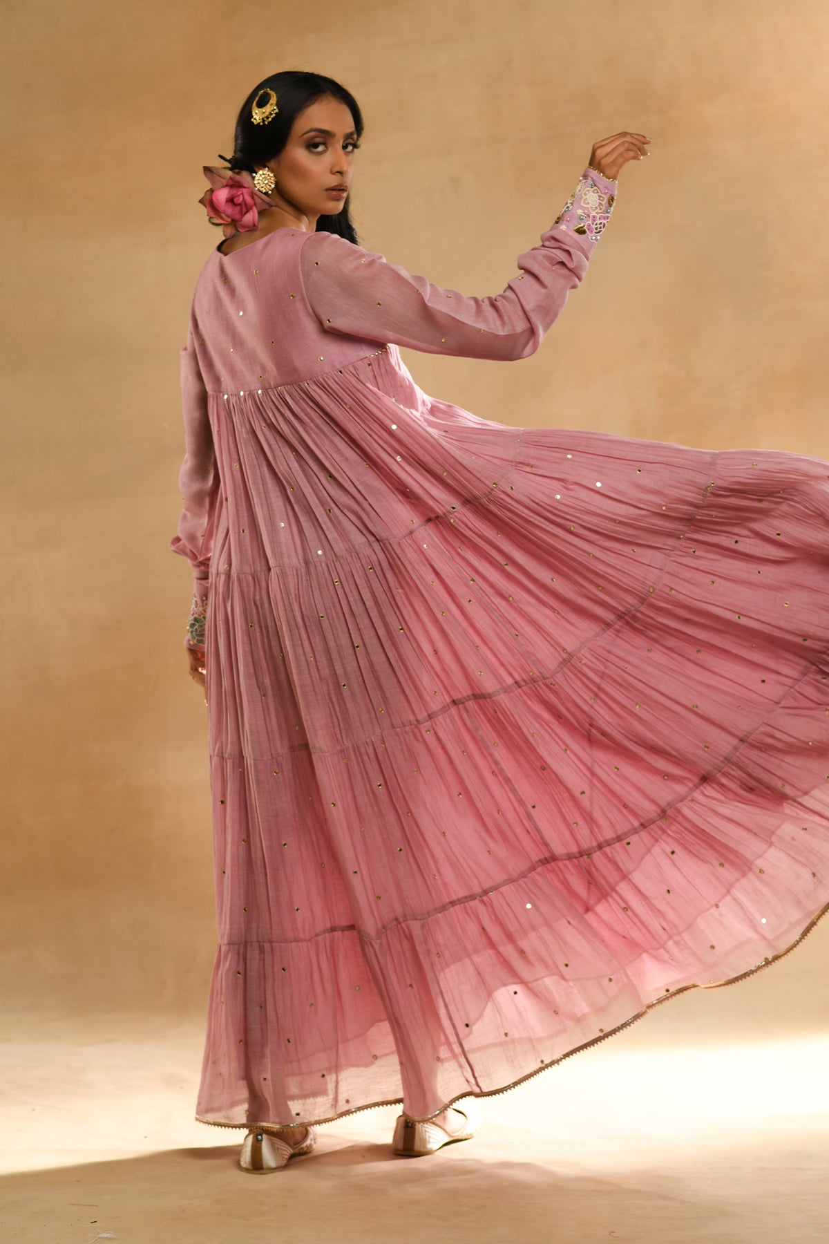 Pink Rose Gathered Dress