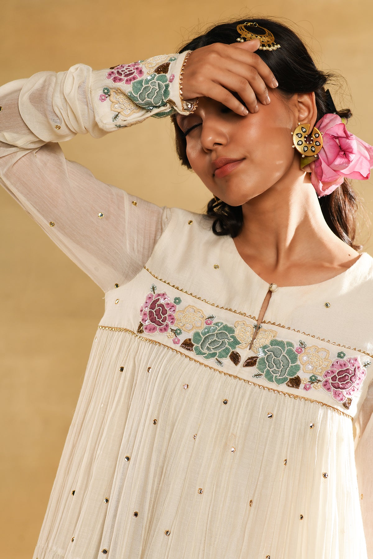 Ivory Rose Gathered Dress