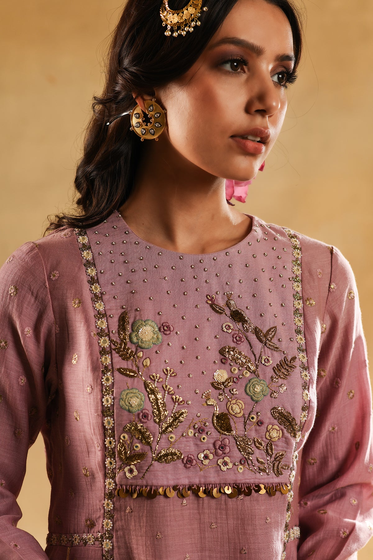Pink Floral 'A' Line Kurta Set