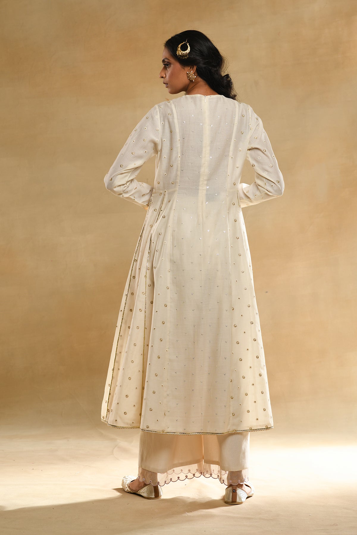 Ivory Floral 'A' Line Kurta Set