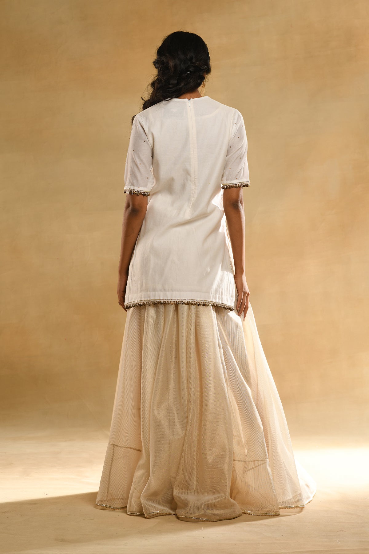 Ivory Floral Kurta Sharara Set