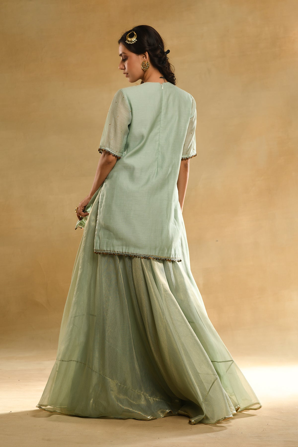 Teal Floral Kurta Sharara Set