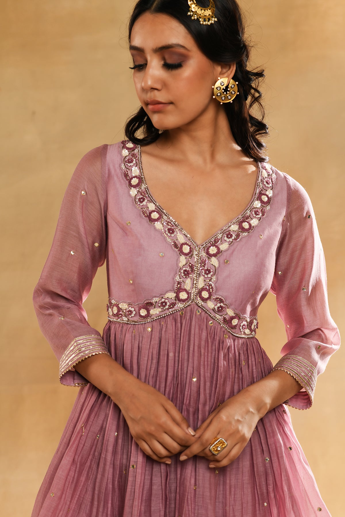 Pink Floral Peplum Garara Set