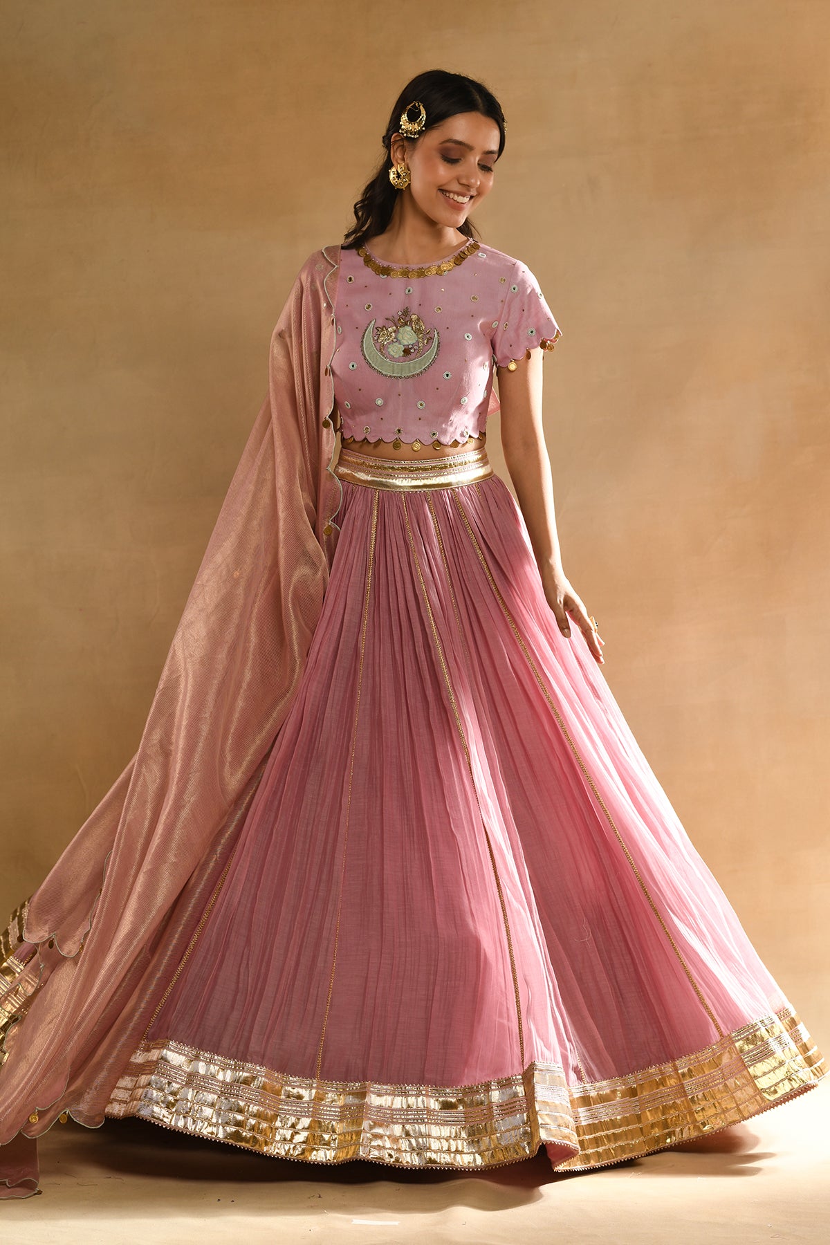 Pink Parrot Boota Lehenga Set