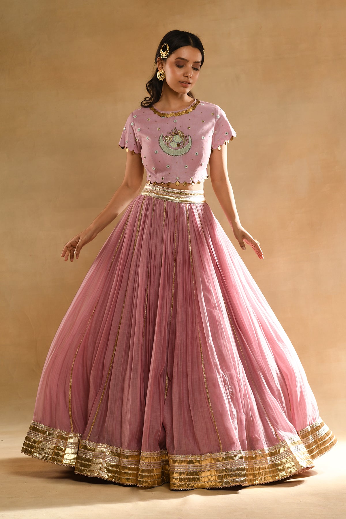Pink Parrot Boota Lehenga Set