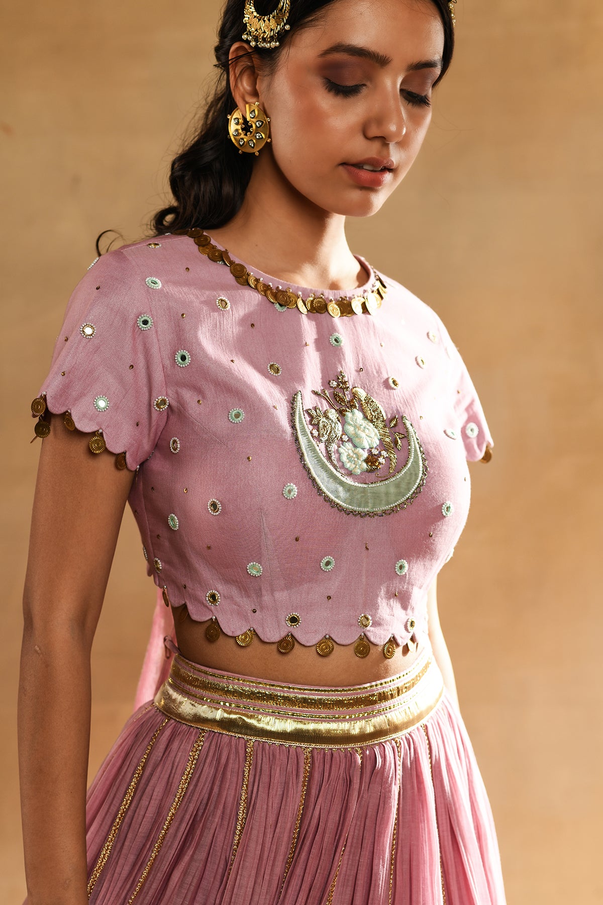 Pink Parrot Boota Lehenga Set