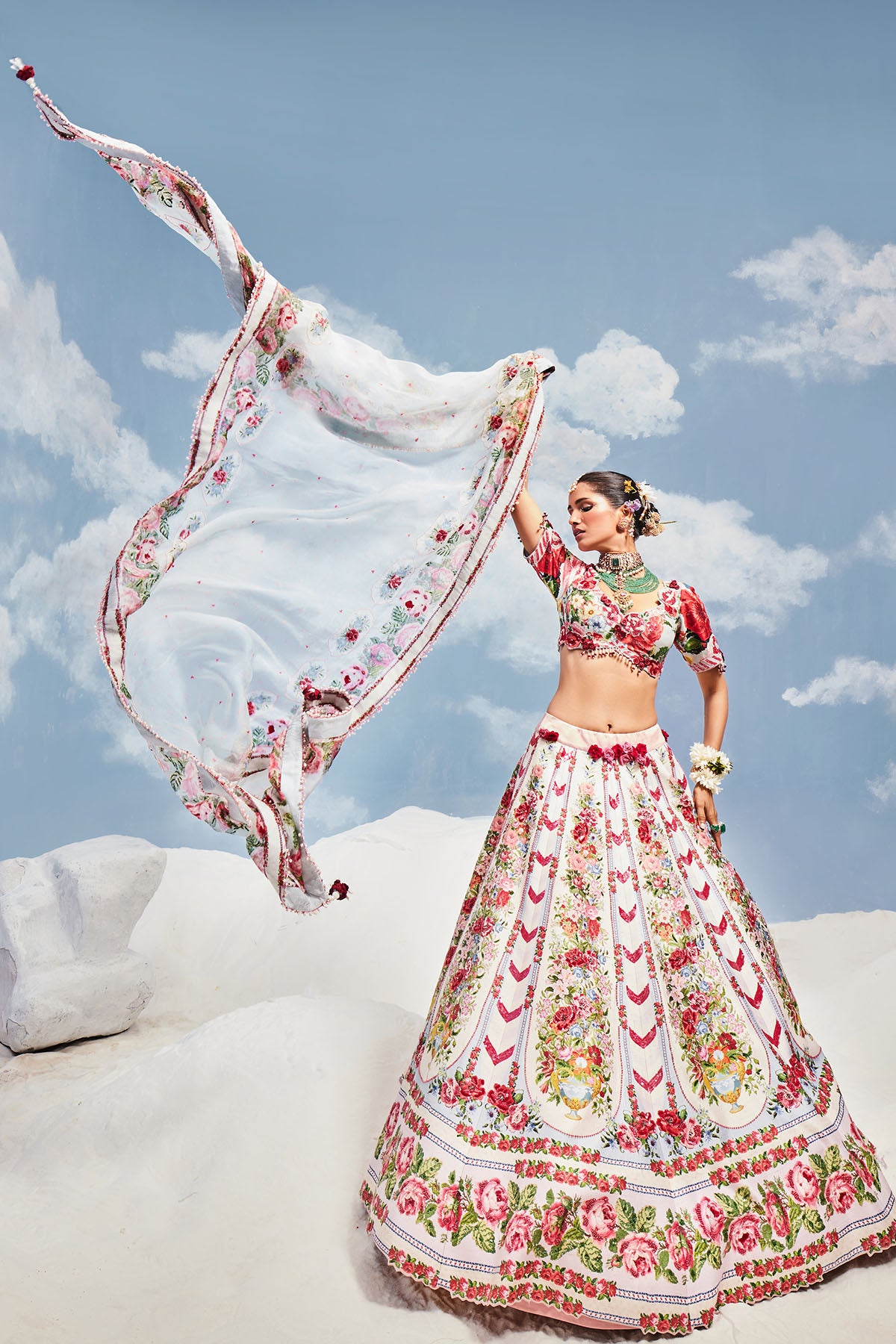 FLOWERING POT CONVENT LEHENGA