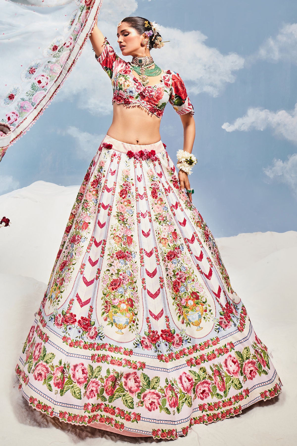 FLOWERING POT CONVENT LEHENGA