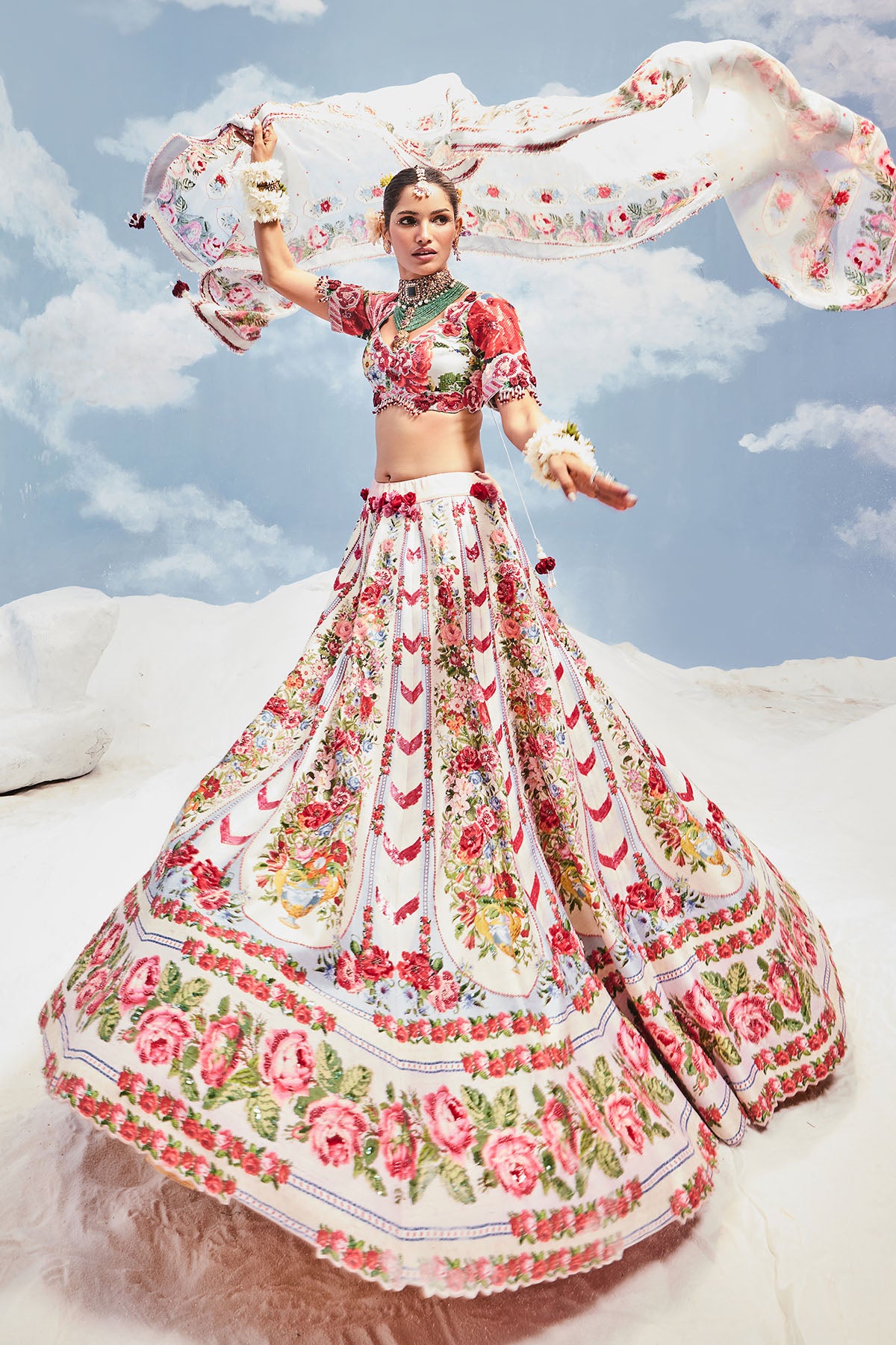 FLOWERING POT CONVENT LEHENGA