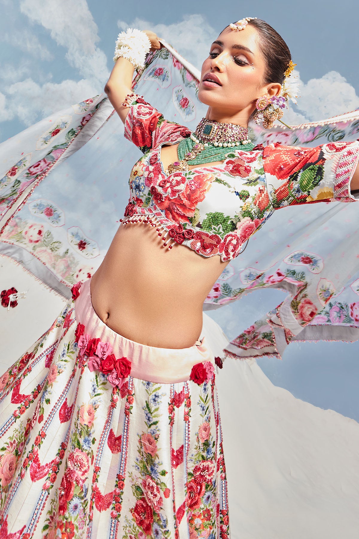 FLOWERING POT CONVENT LEHENGA