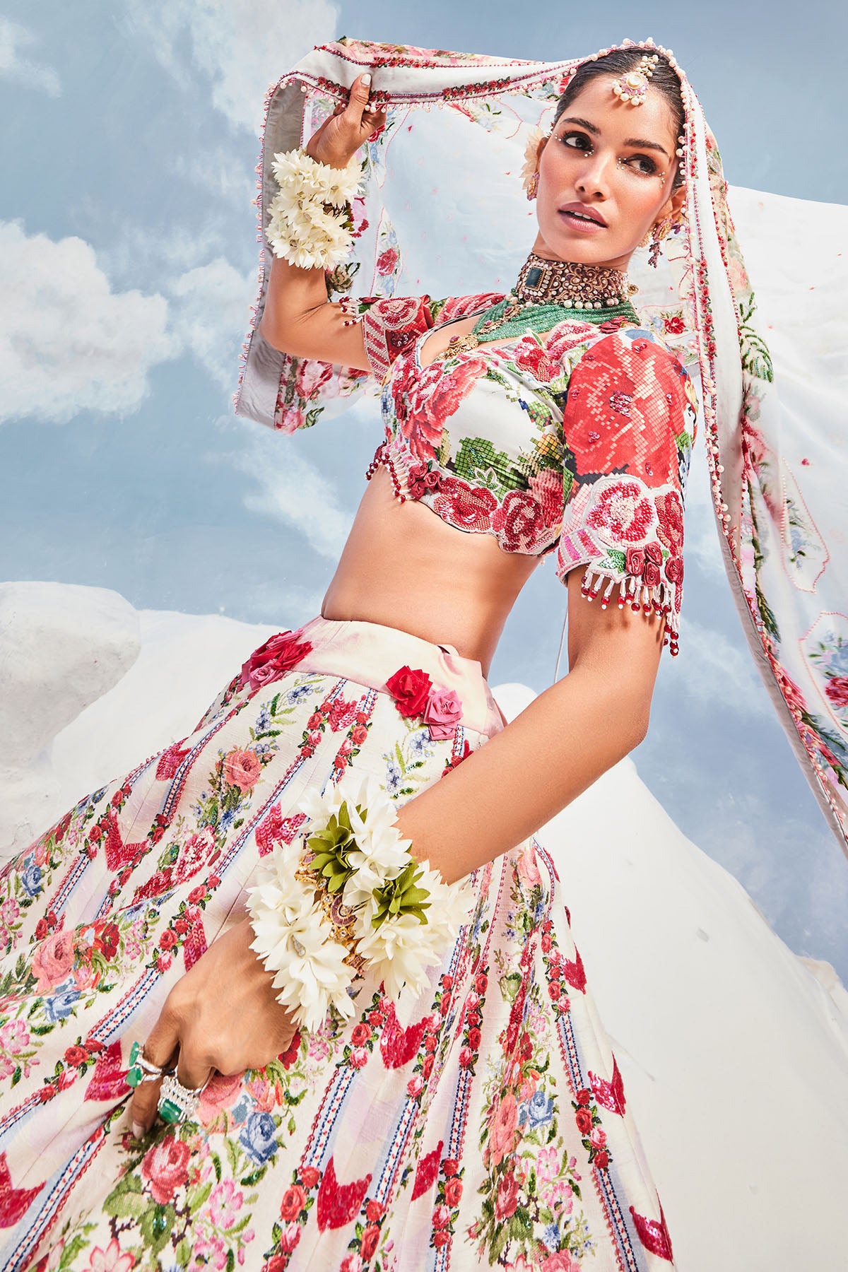 FLOWERING POT CONVENT LEHENGA