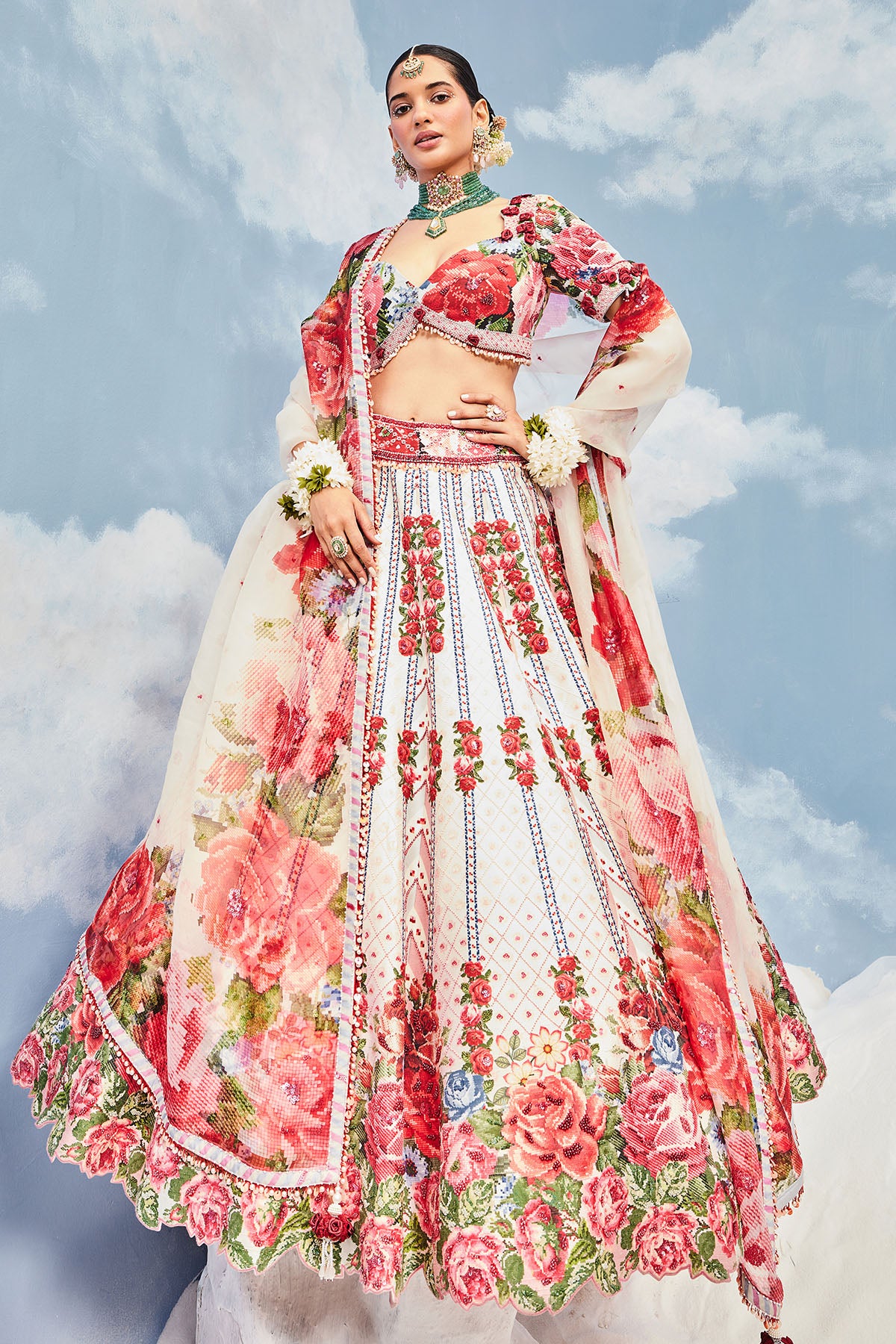 MULTI CHEVRON CONVENT LEHENGA