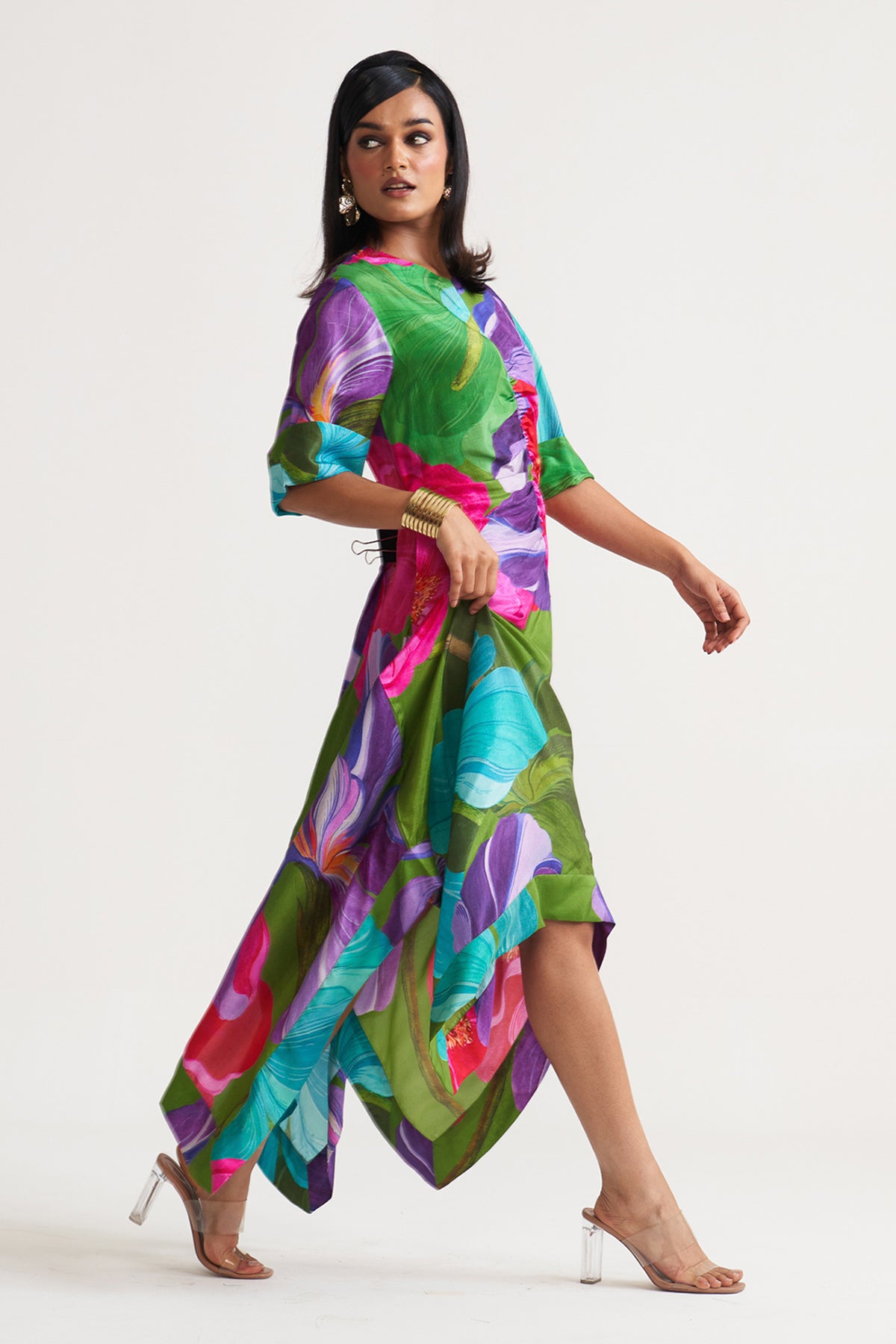 Front gather detail dress