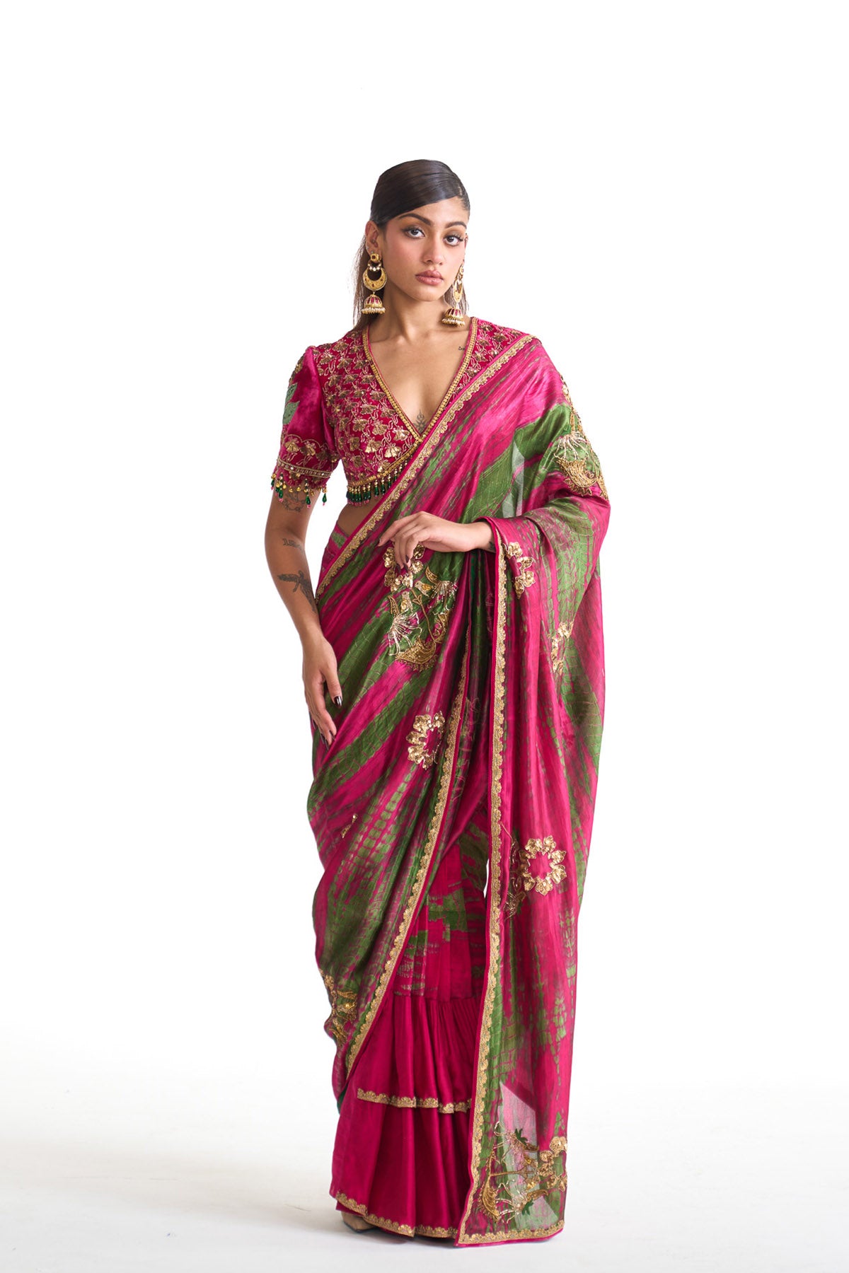 Genda phool Open saree set