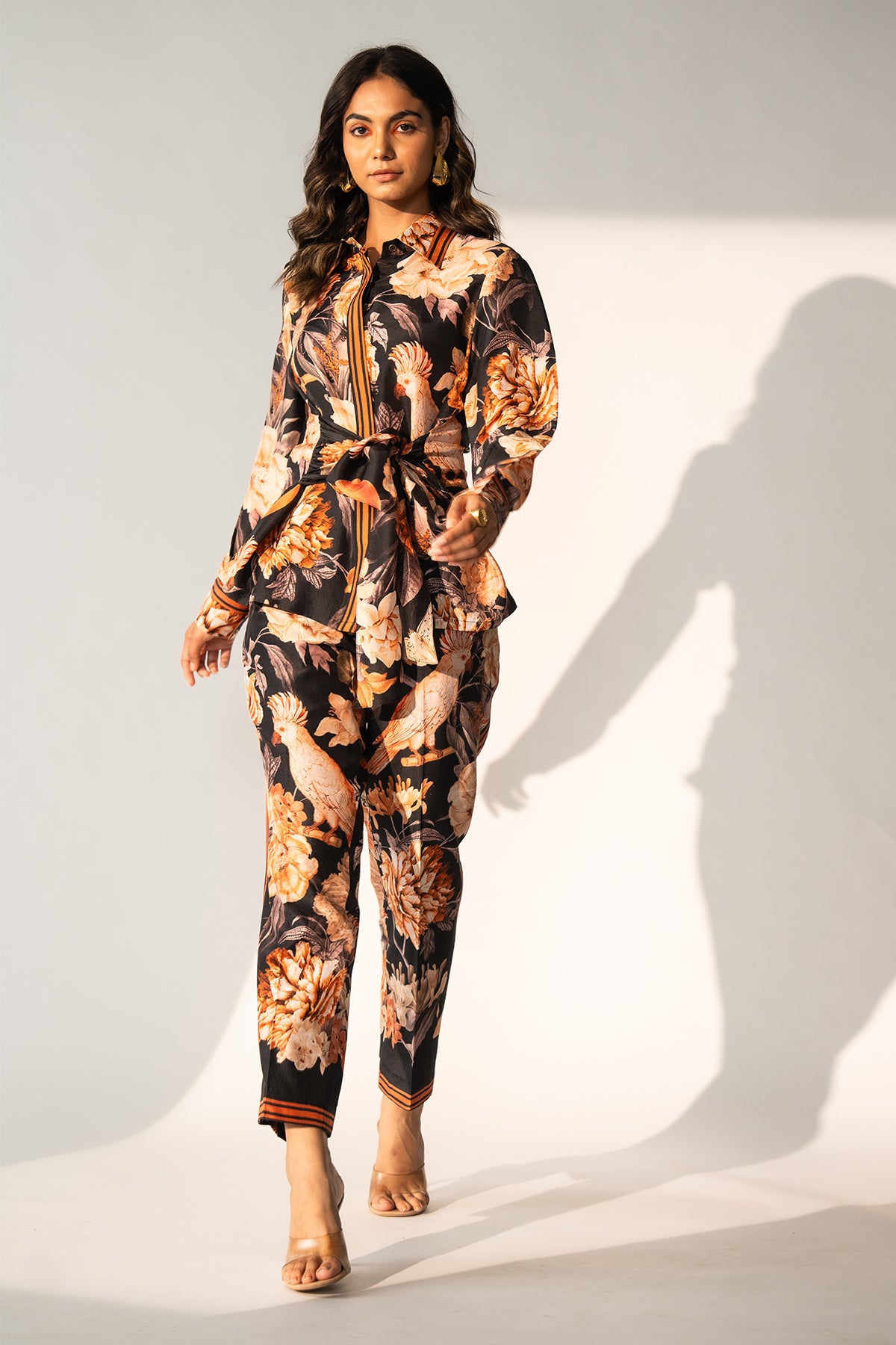Front Tie up Shirt and Narrow Pants