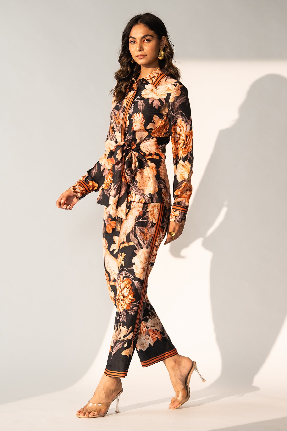 Front Tie up Shirt and Narrow Pants