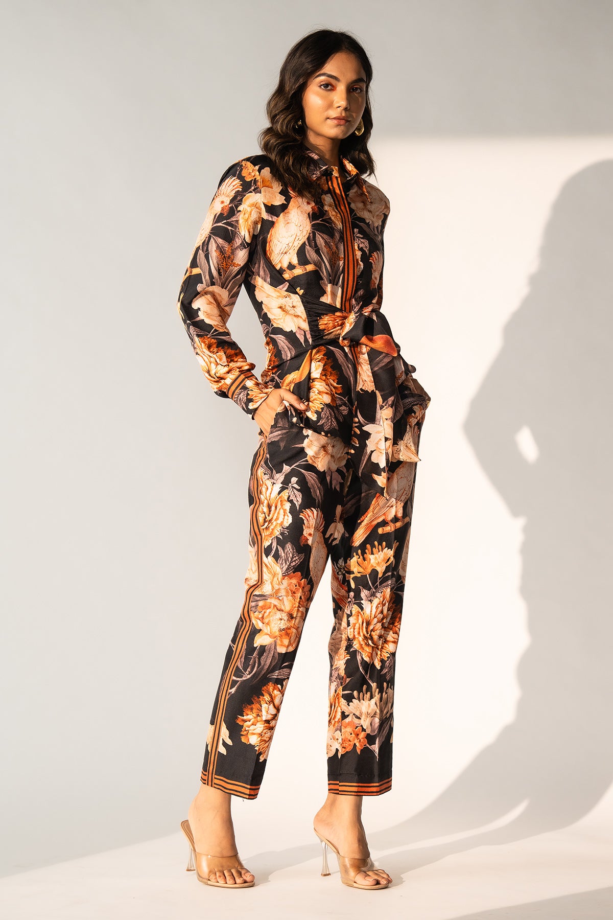 Front Tie up Shirt and Narrow Pants