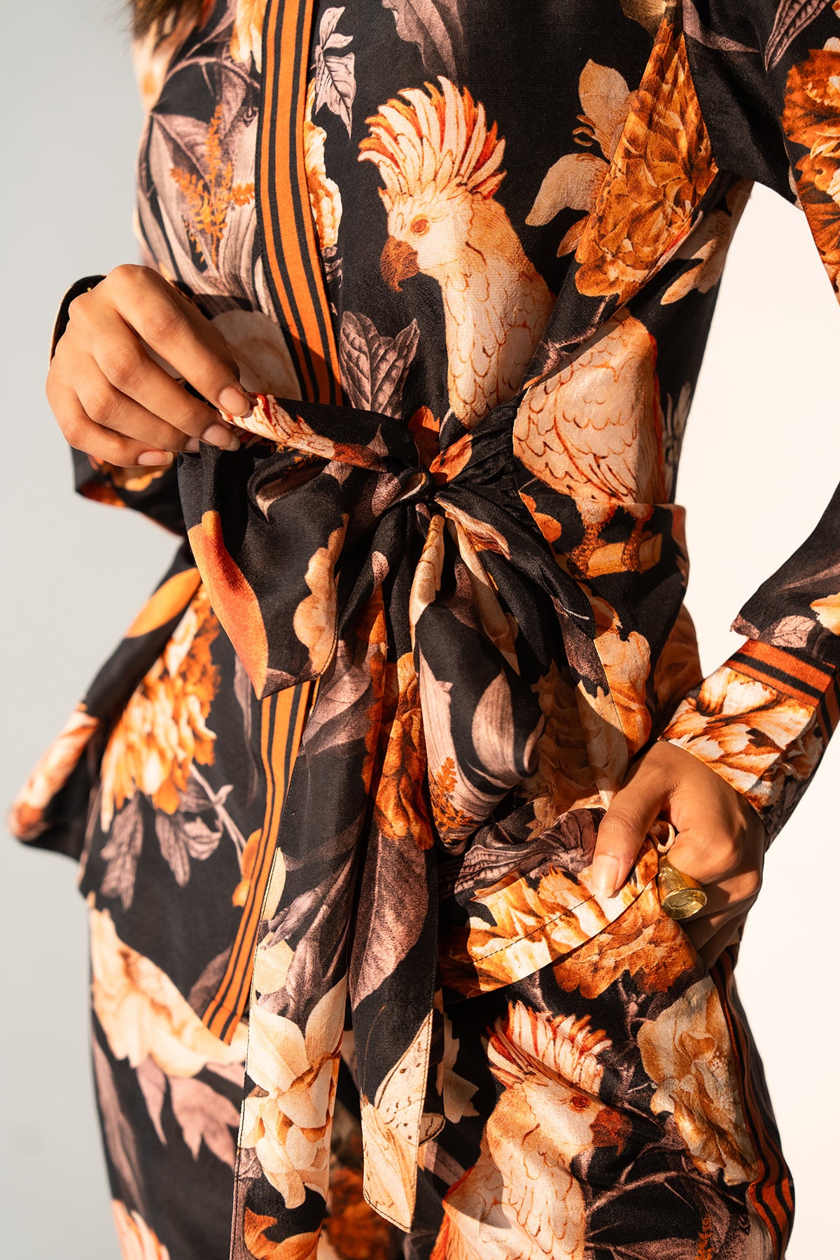 Front Tie up Shirt and Narrow Pants