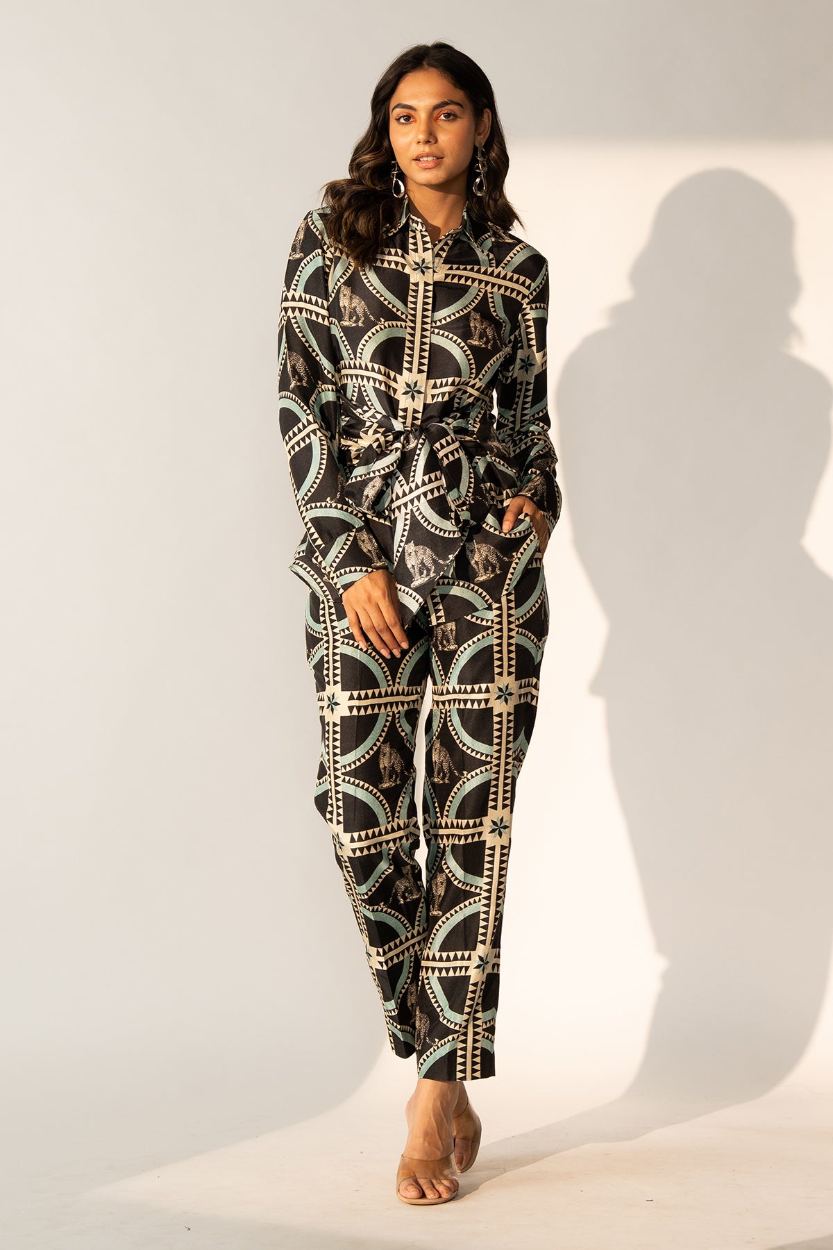 Front Tie up Shirt and Narrow Pants