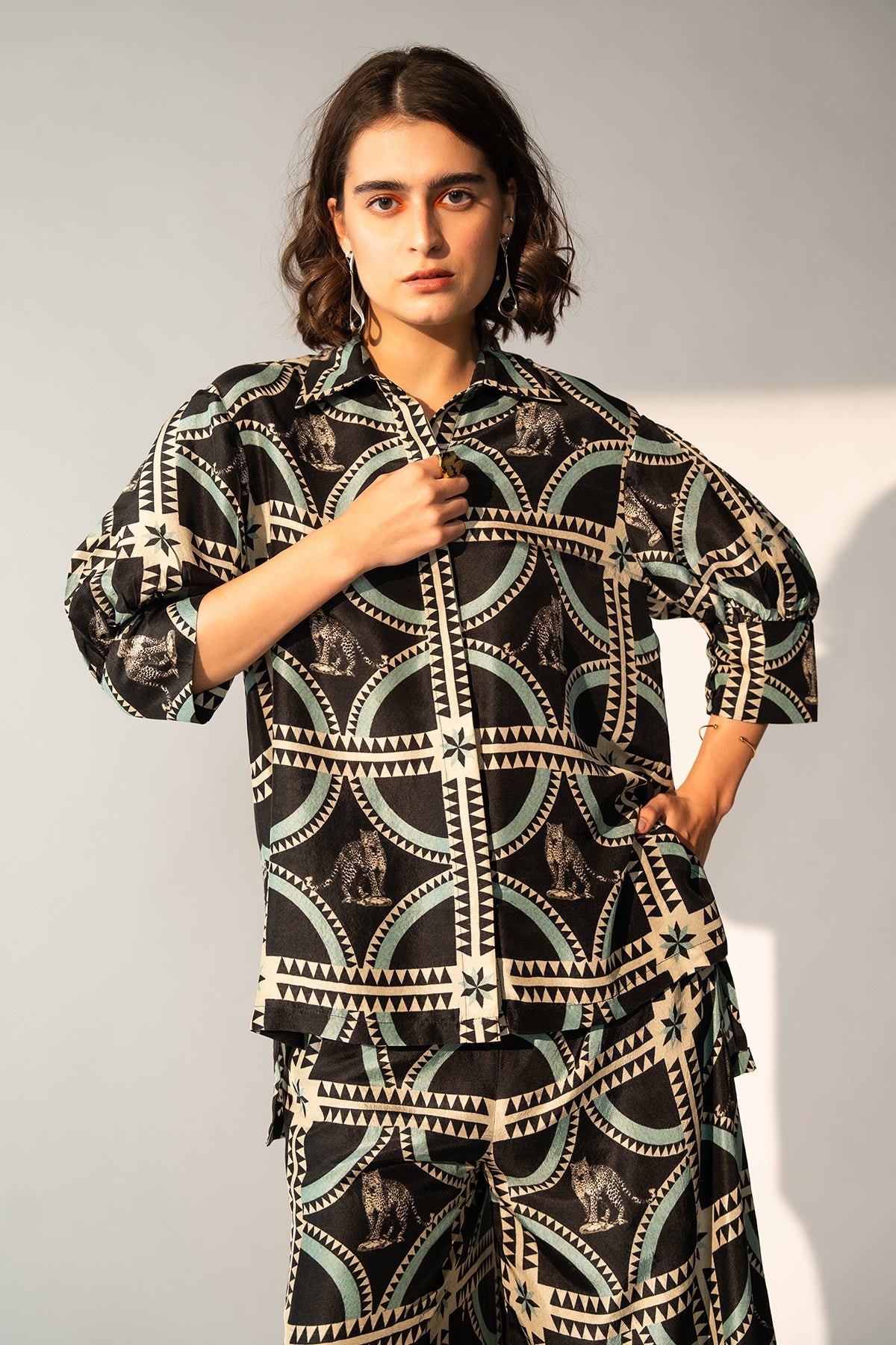 Box Shirt with Pleated Details