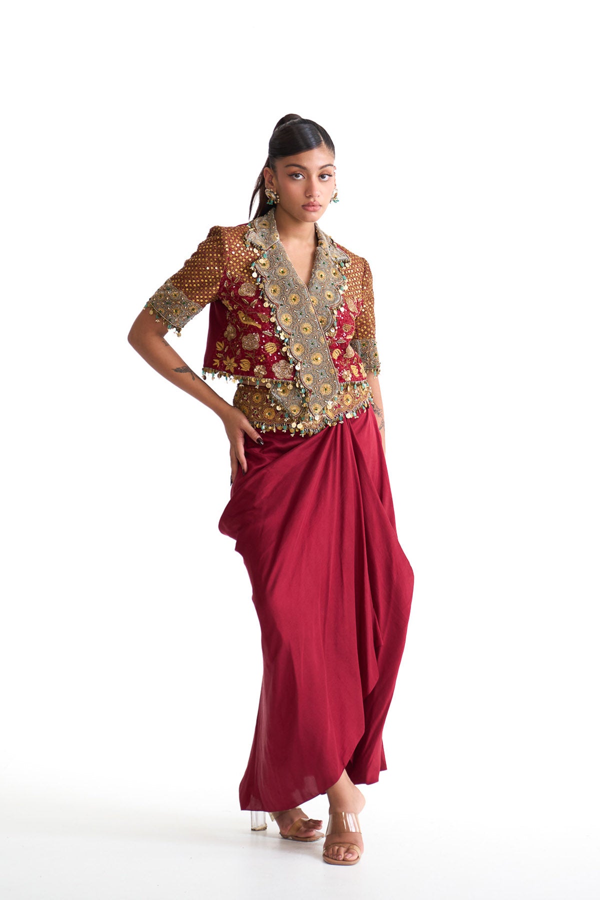 Golden story overlap jacket set