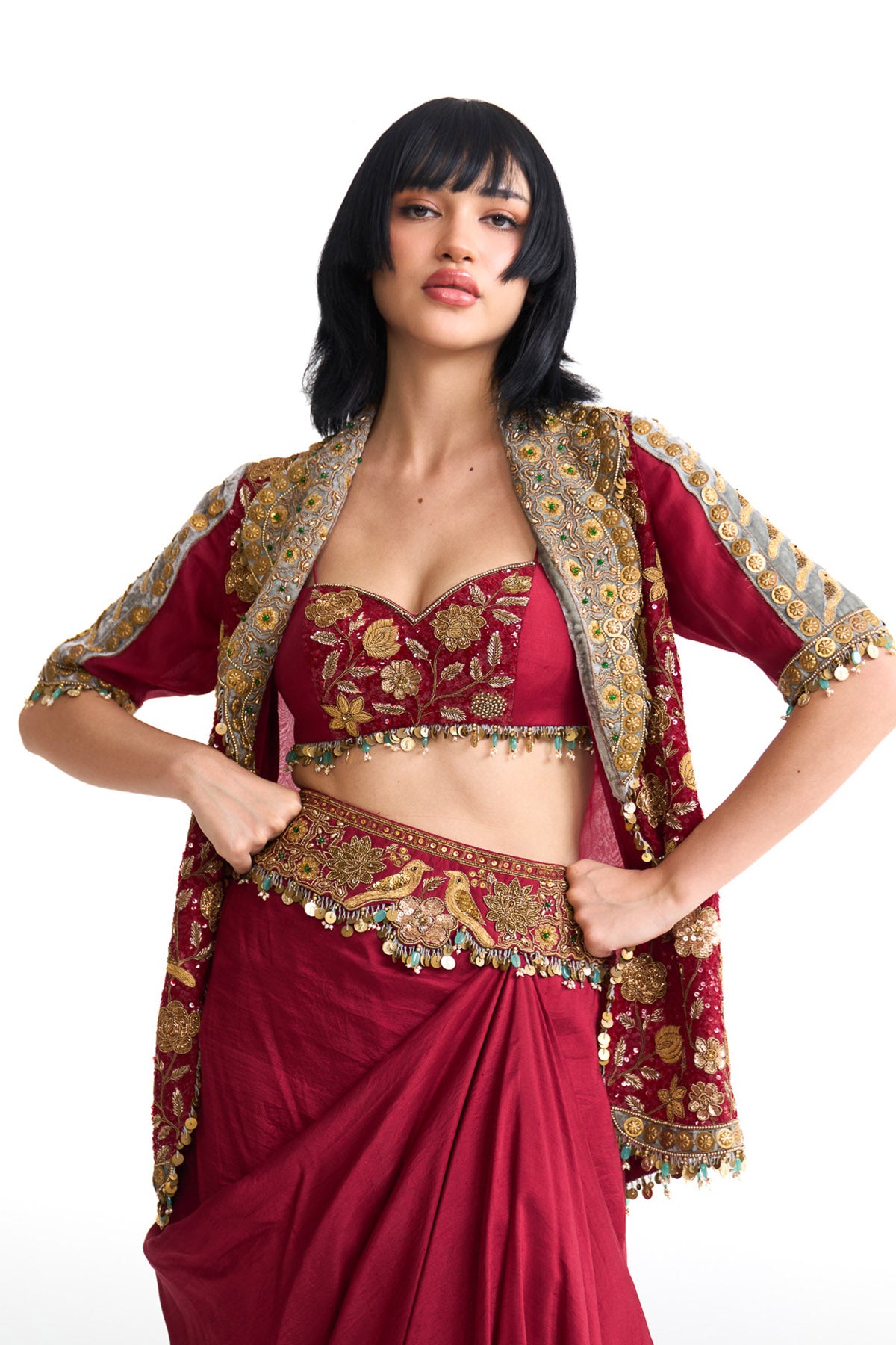 Golden story scallop jacket set