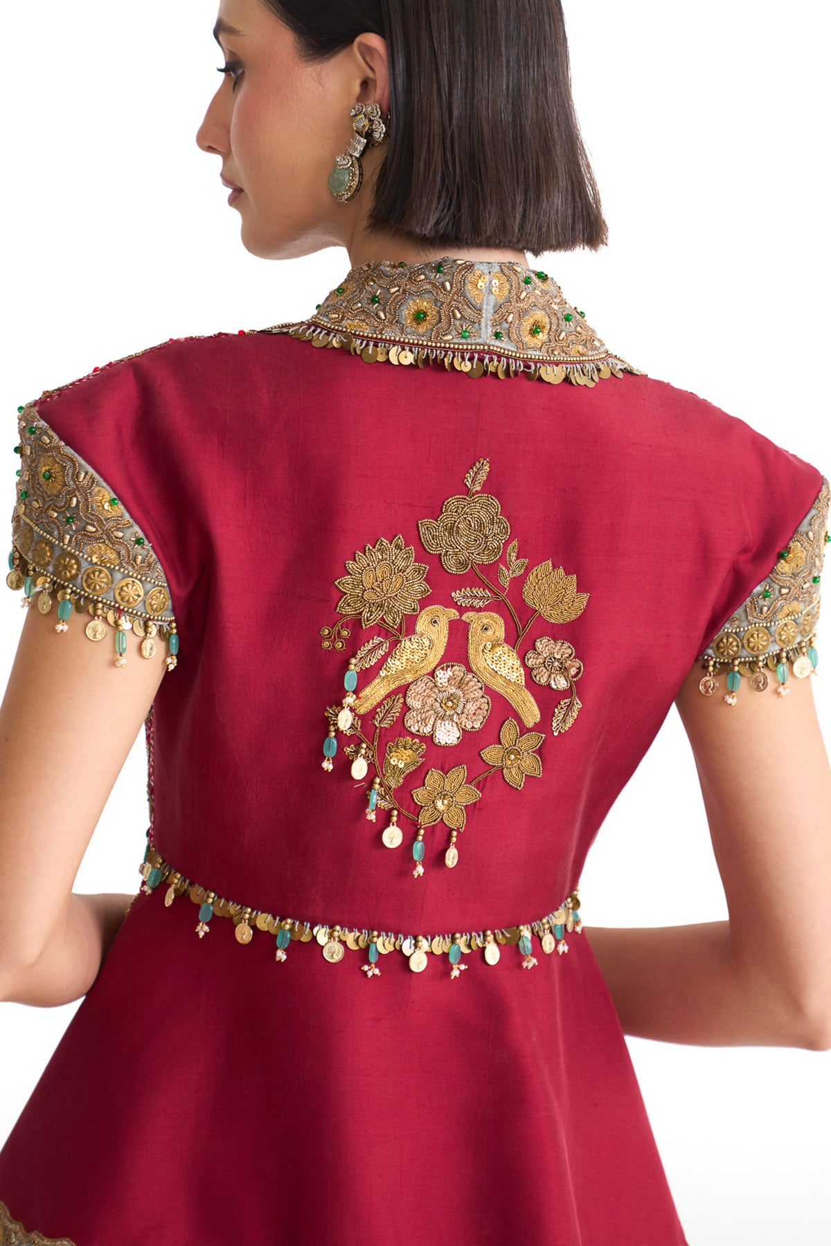 Golden story structured peplum top set