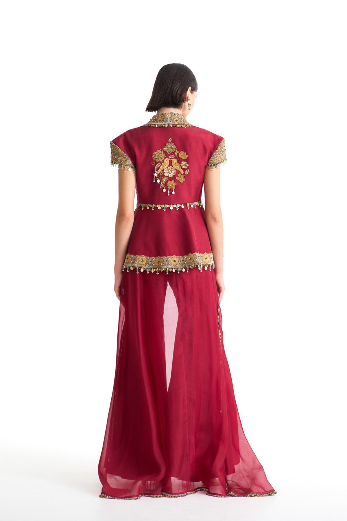 Golden story structured peplum top set