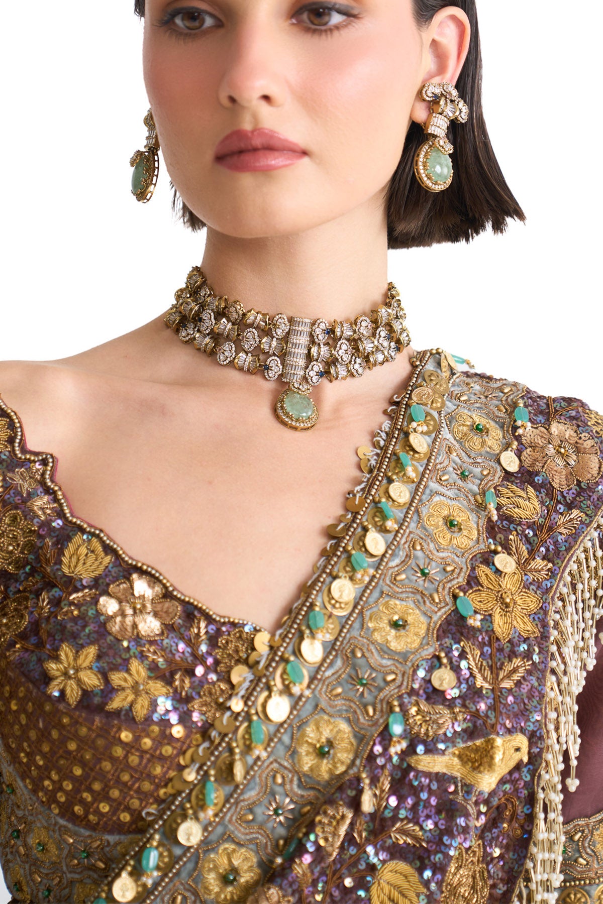 Golden story Crinkle drape saree