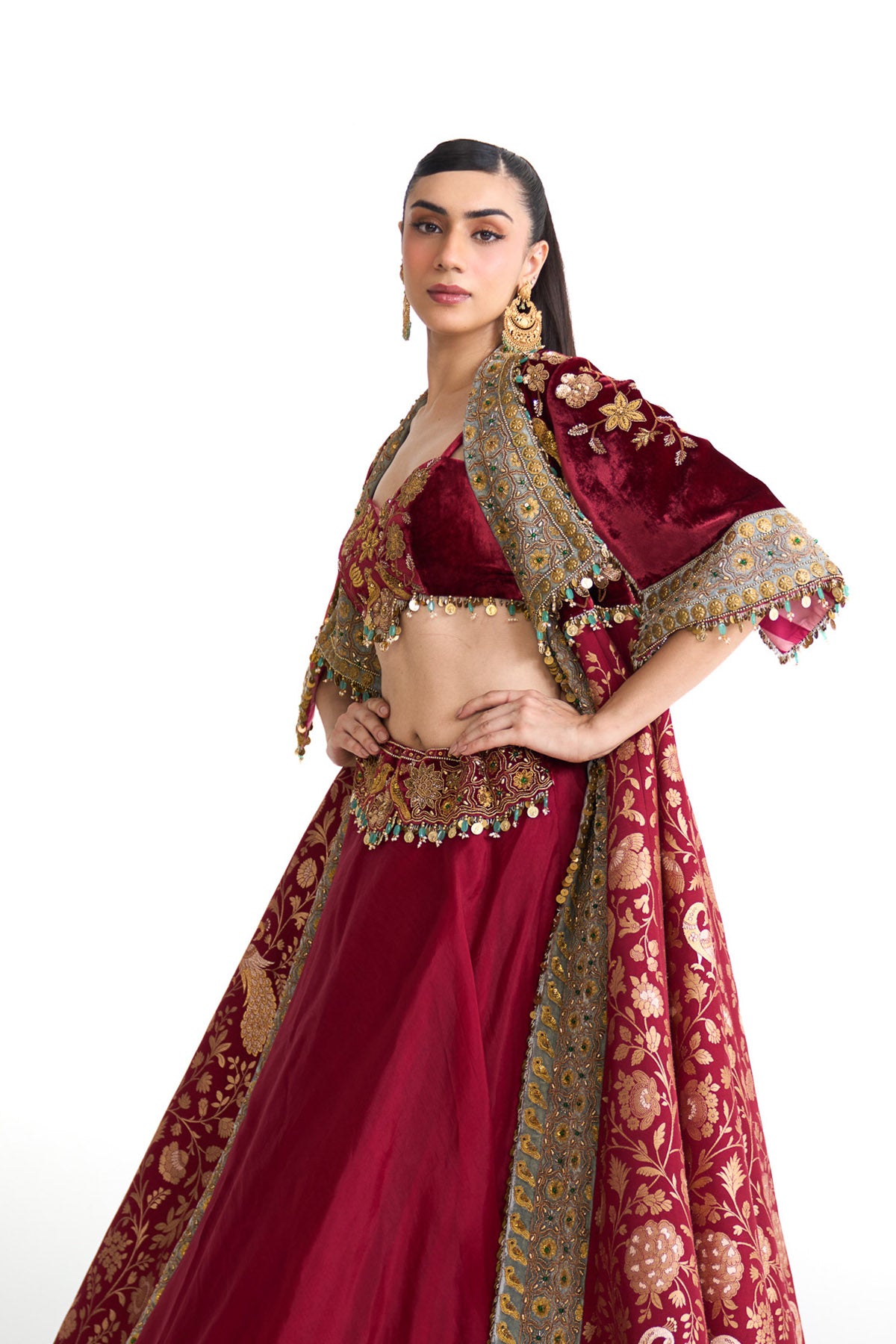 Golden story banarsi long jacket set