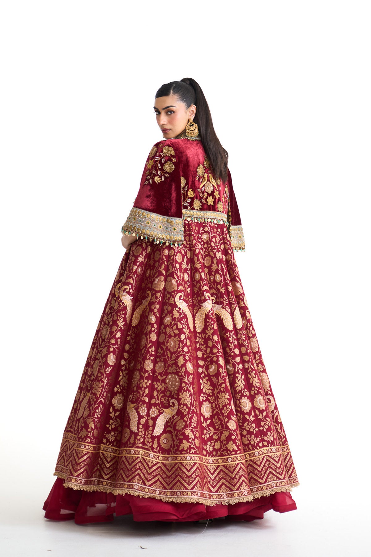 Golden story banarsi long jacket set