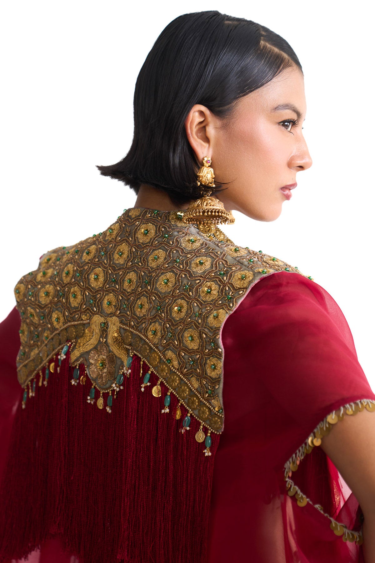 Golden story cape & drape skirt set