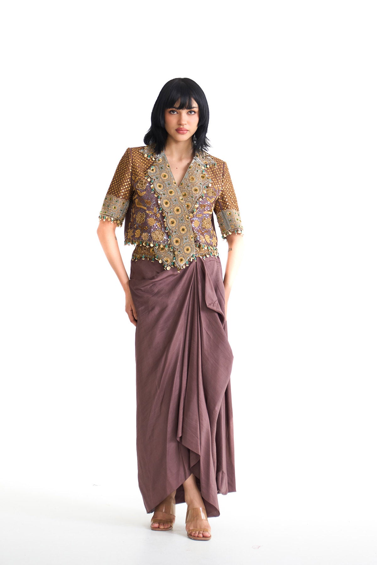 Golden story overlap jacket set