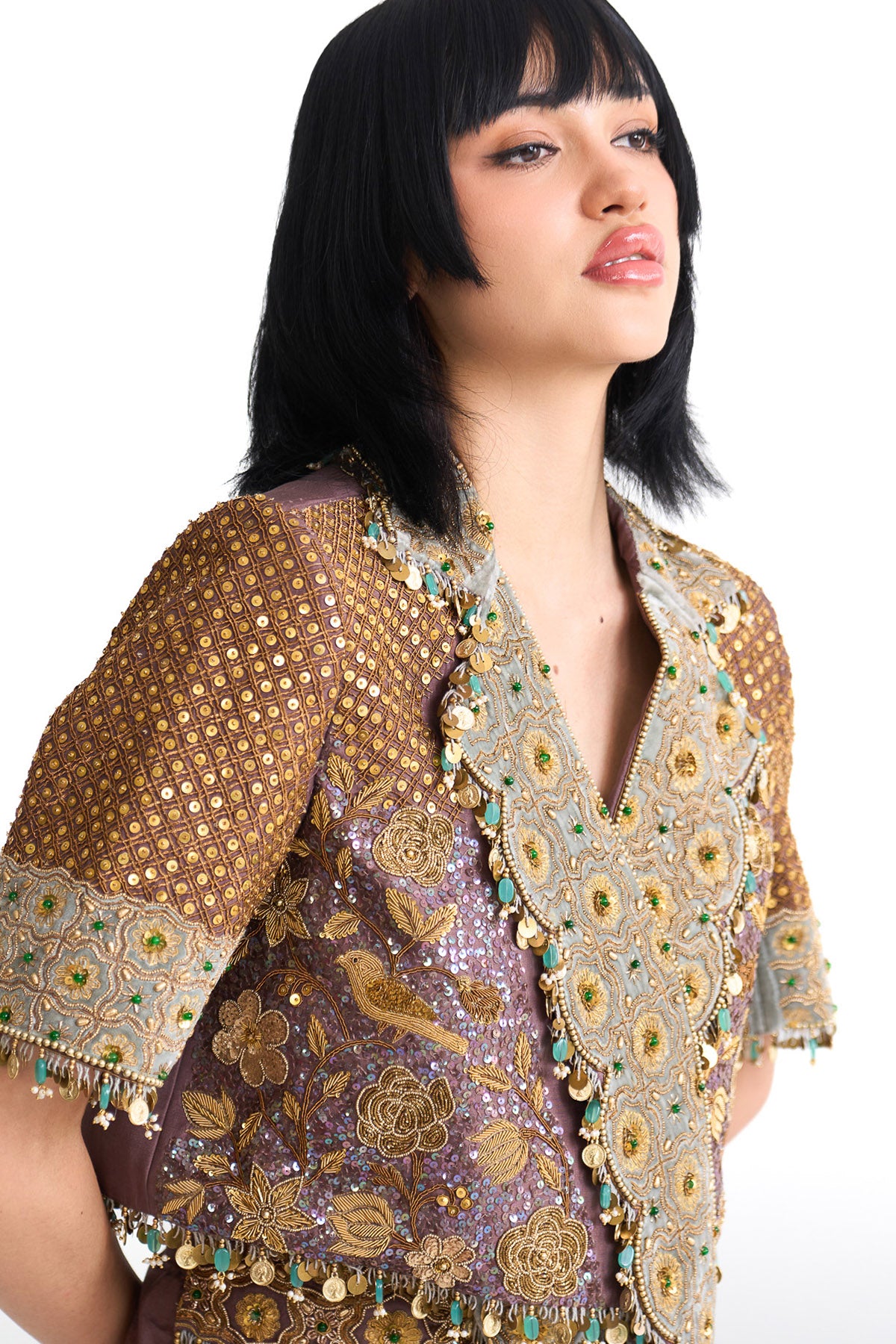 Golden story overlap jacket set
