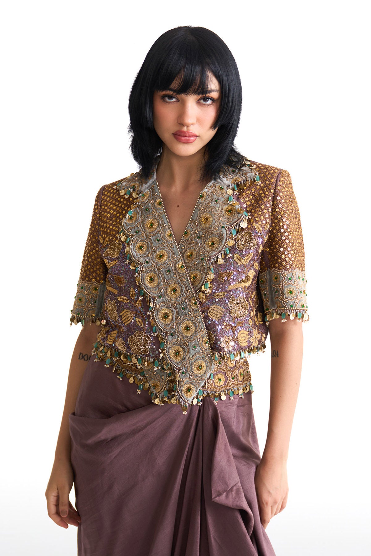 Golden story overlap jacket set