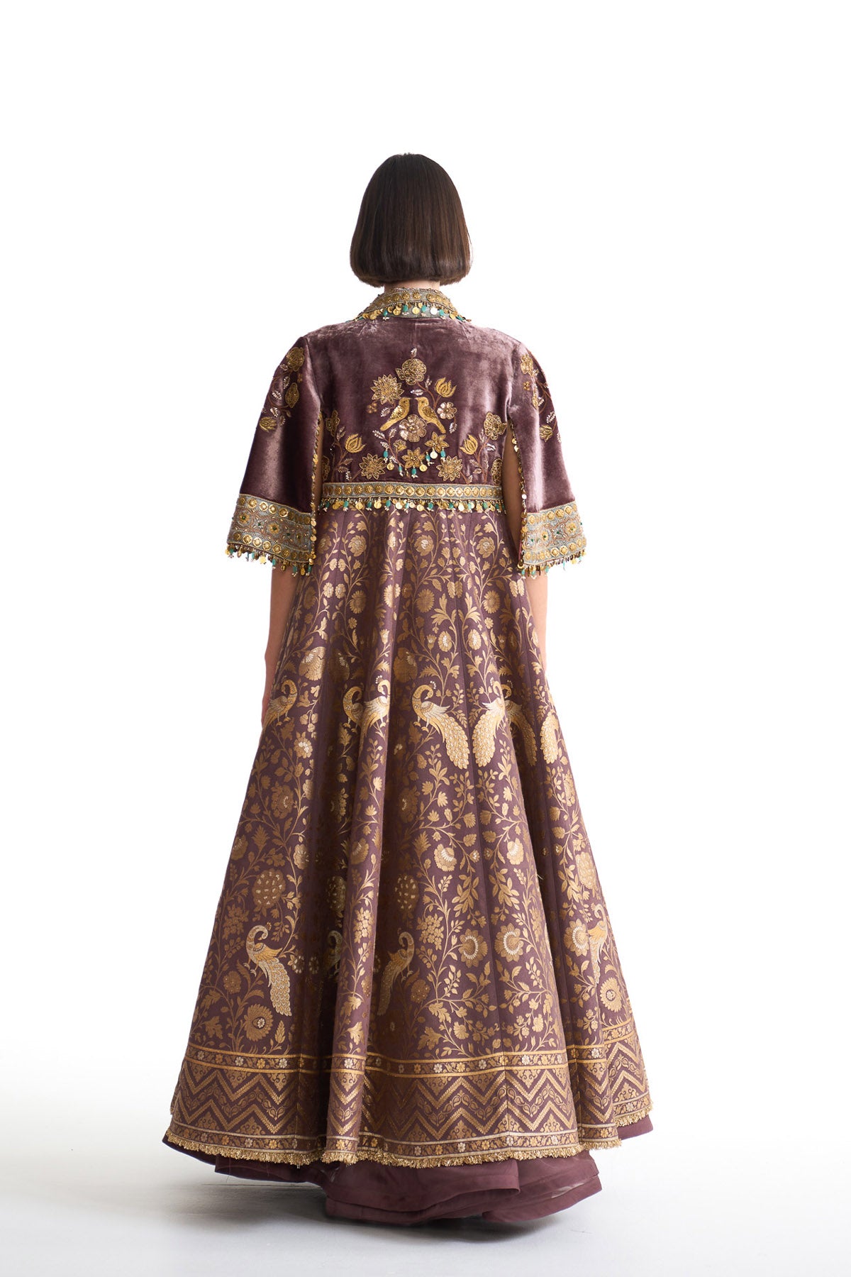 Golden story banarsi long jacket set